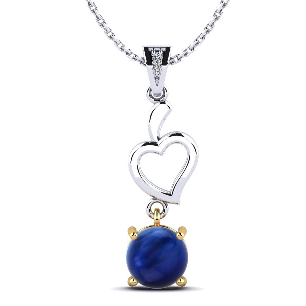 14ct White & Yellow Gold Cabochon Sapphire Women's Pendant Damilare