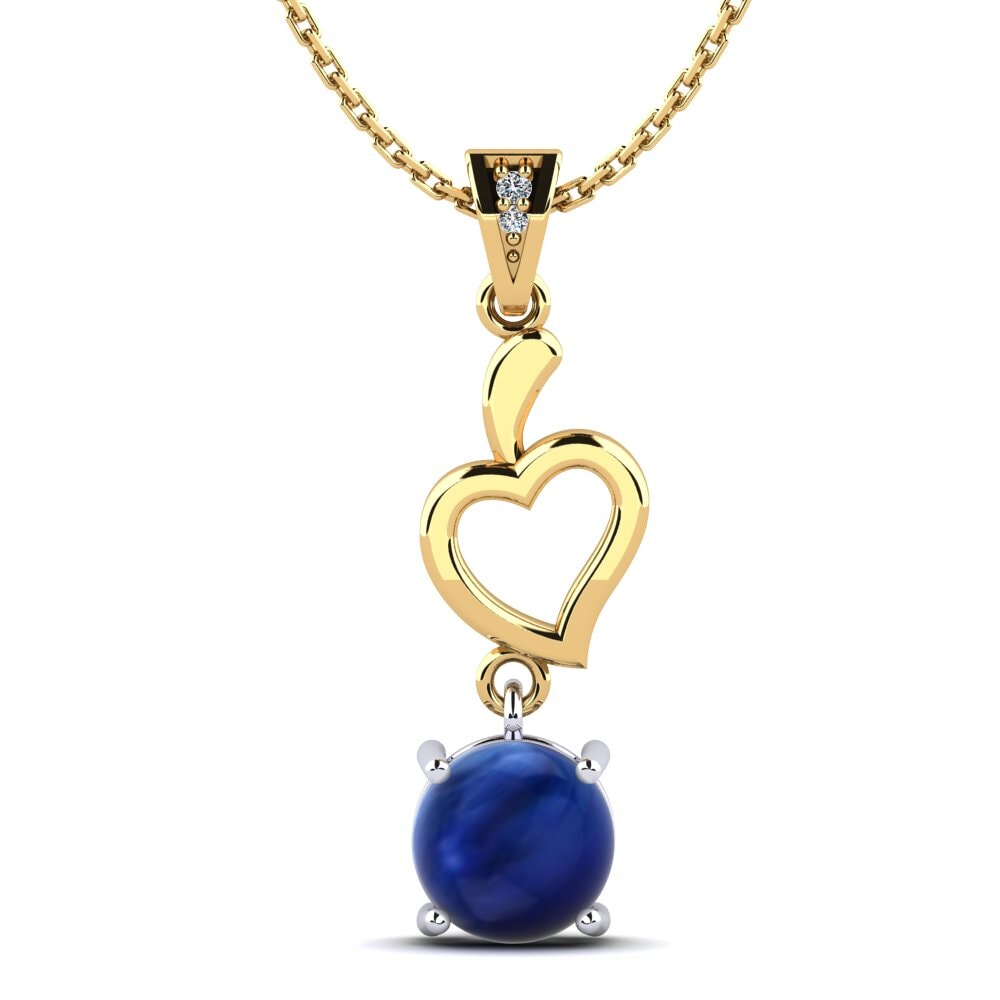 14ct Yellow & White Gold Cabochon Sapphire Women's Pendant Damilare