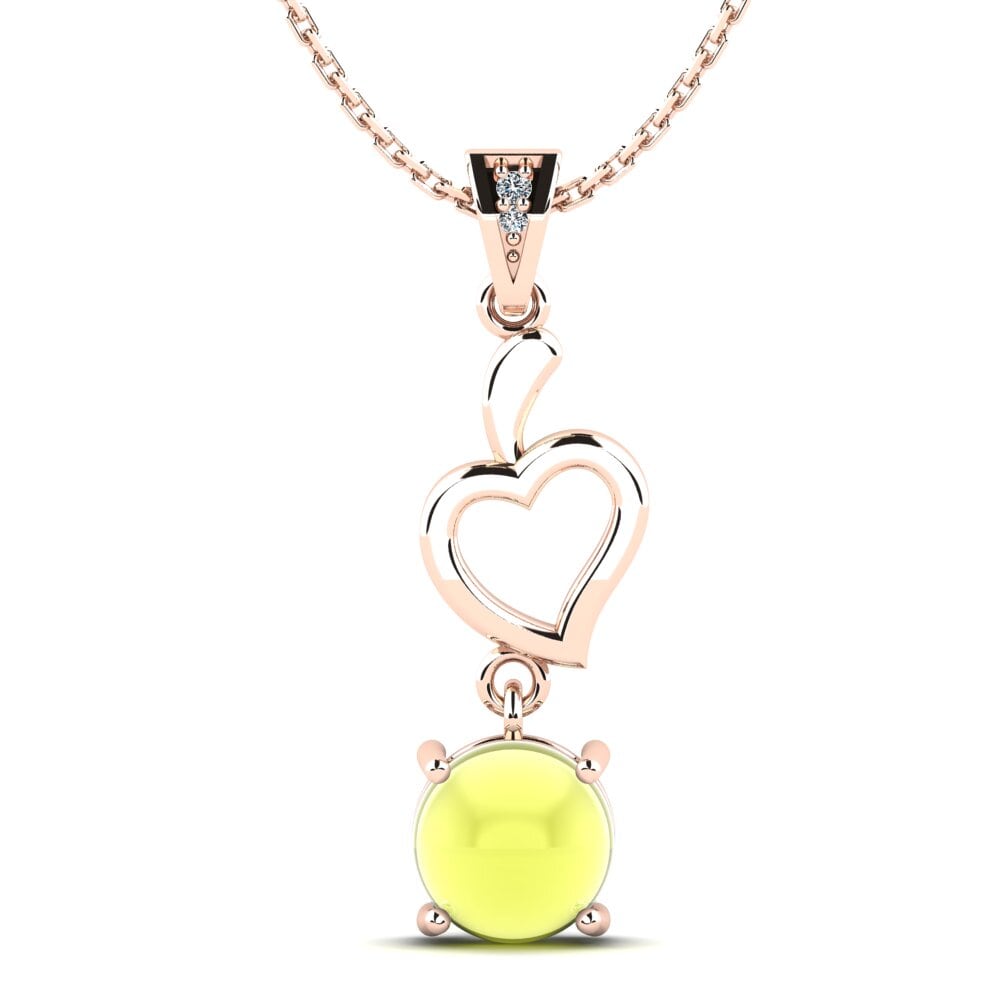 14k Oro Rosa Topacio Limón Cabujón Colgante de Mujer Damilare