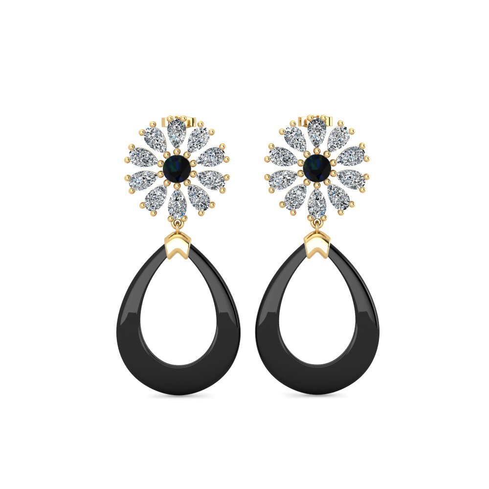 Round Black Opal Women's Earring Dande