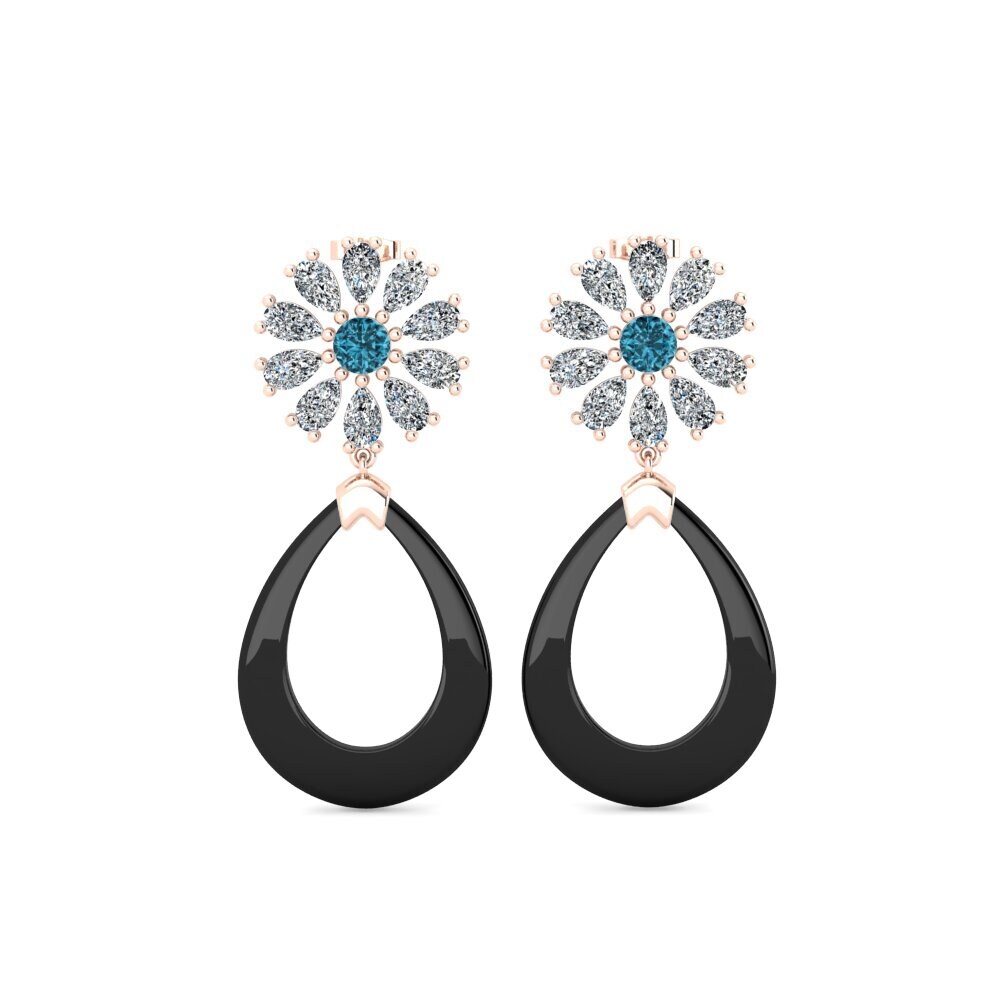 9ct Rose Gold Blue Zircon Women's Earring Dande