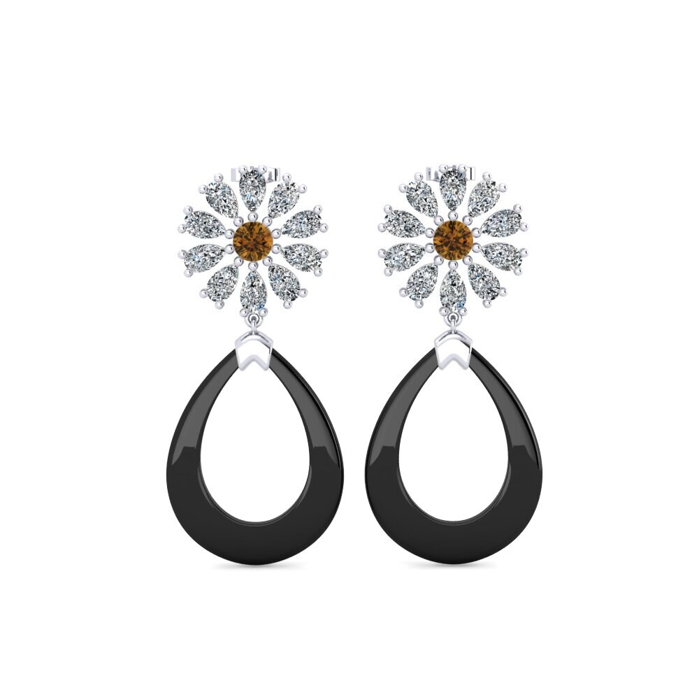 White Silver Brown Zircon Women's Earring Dande