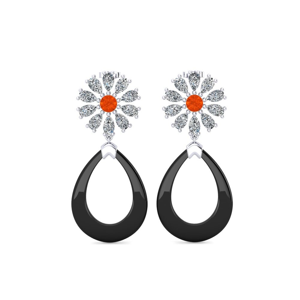 950 Platinum Fire Opal Women's Earring Dande