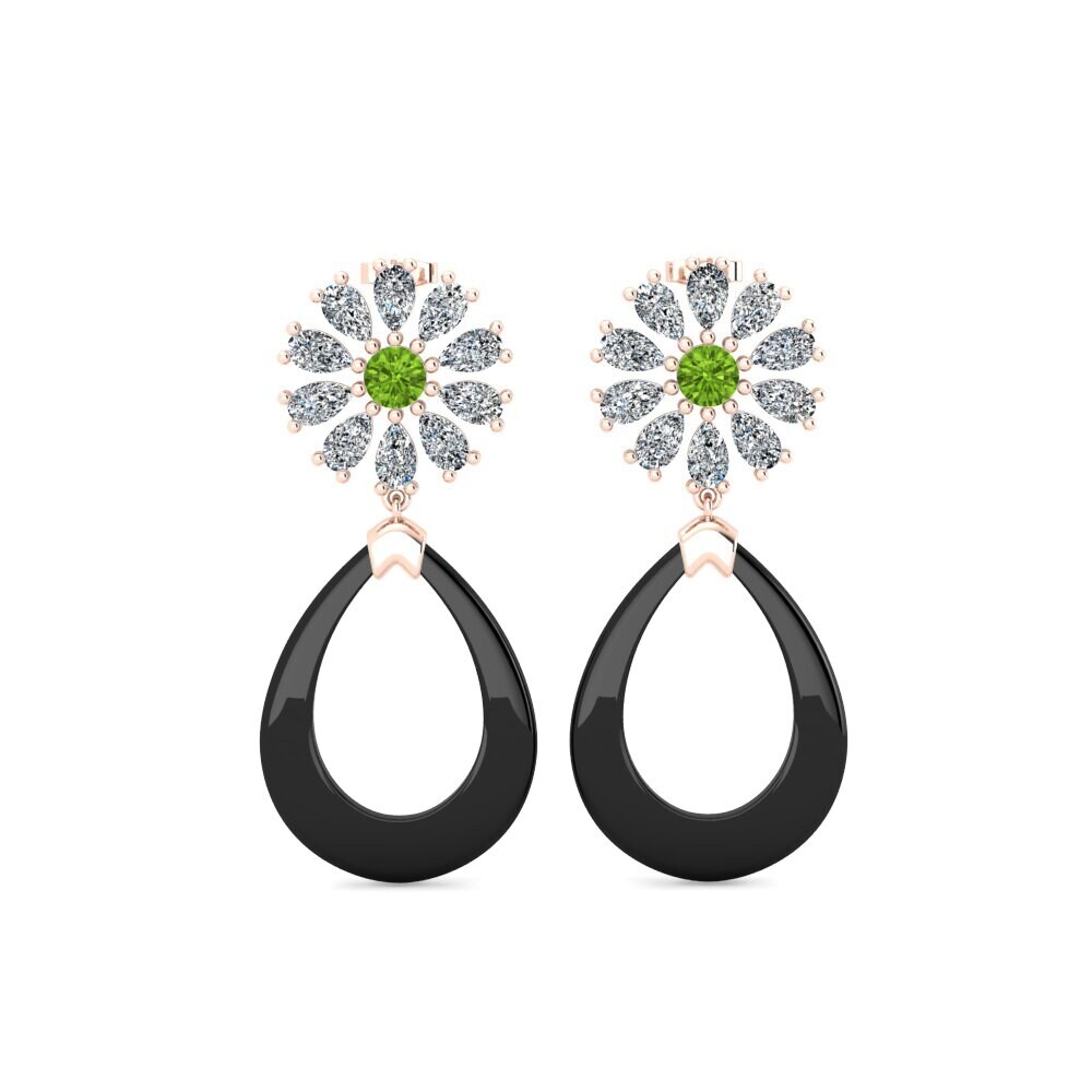 14ct Rose Gold Peridot Women's Earring Dande