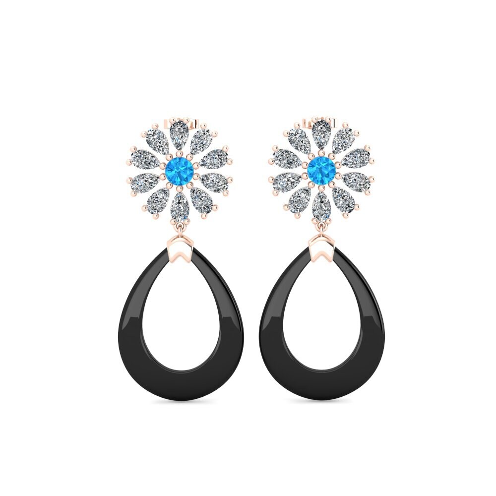 9ct Rose Gold Blue Topaz Women's Earring Dande