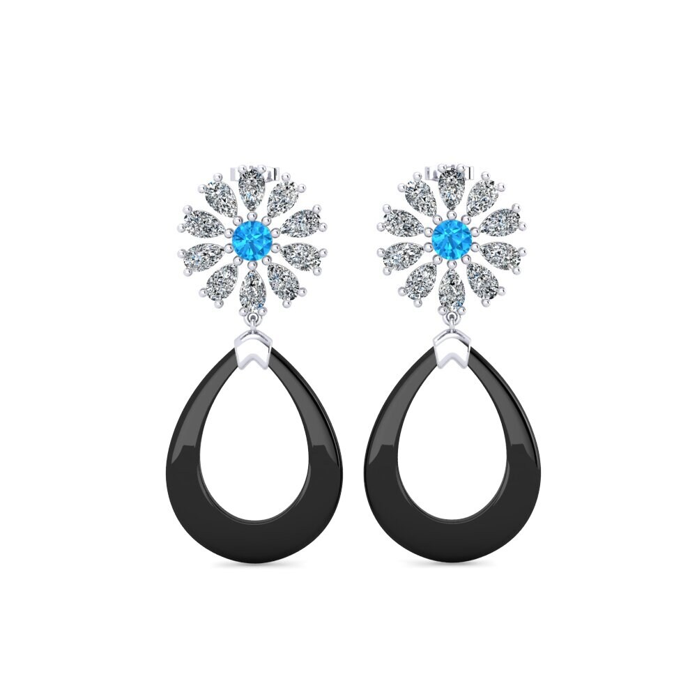 950 Platinum Blue Topaz Women's Earring Dande