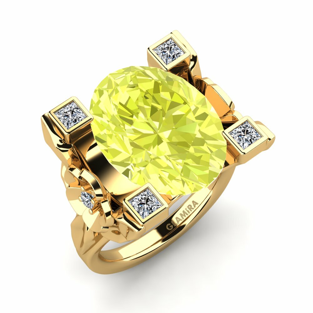 Or Jaune 14k Quartz Citron Bague Danelle