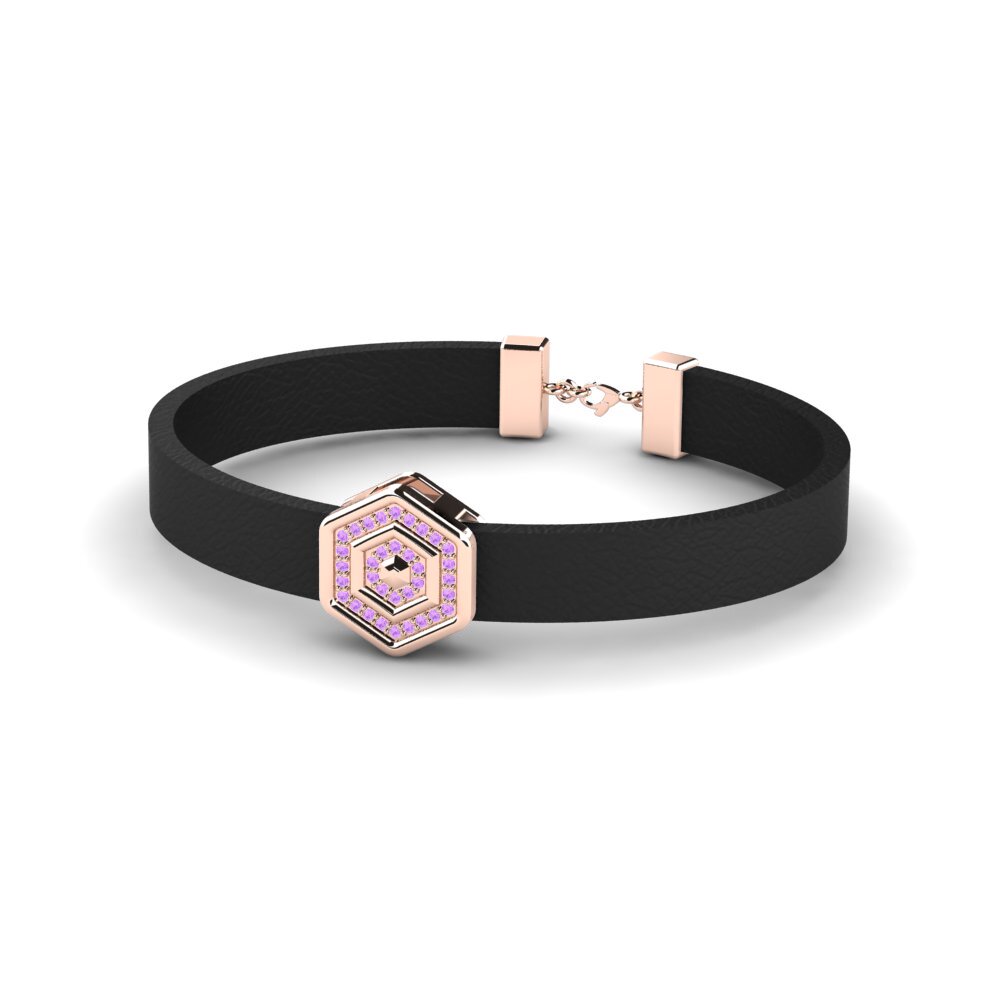 9K Rose Gold Amethyst Men's Bracelet Daniel