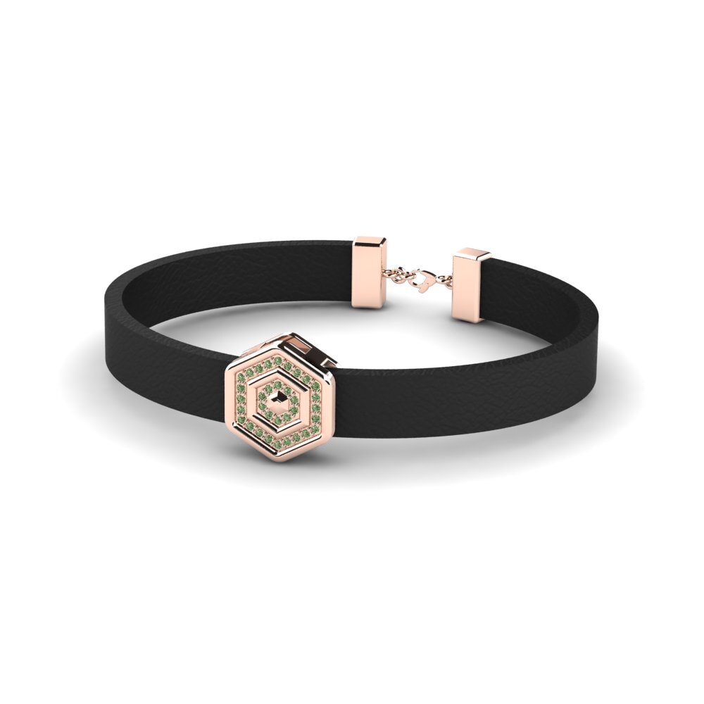 18ct Rose Gold Green Diamond Men's Bracelet Daniel