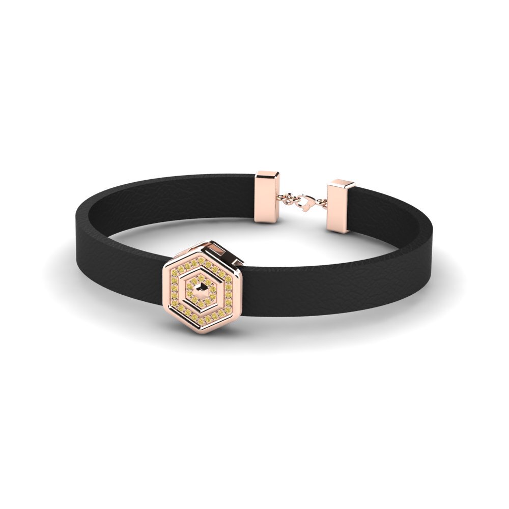 18ct Rose Gold Yellow Diamond Men's Bracelet Daniel