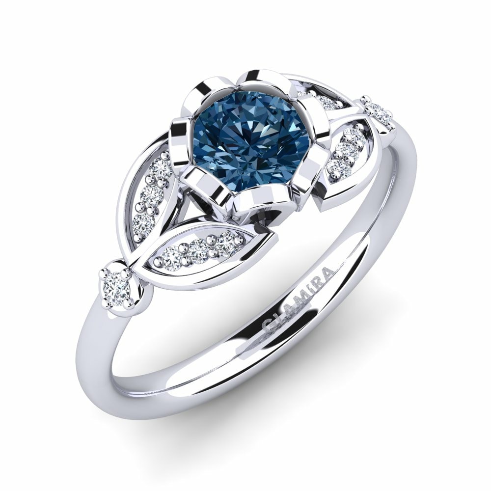 花朵 藍色鑽石 戒指 Danika