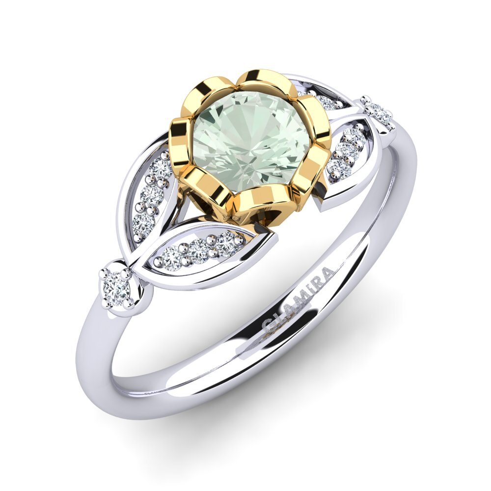 18ct White & Yellow Gold Green Amethyst Ring Danika