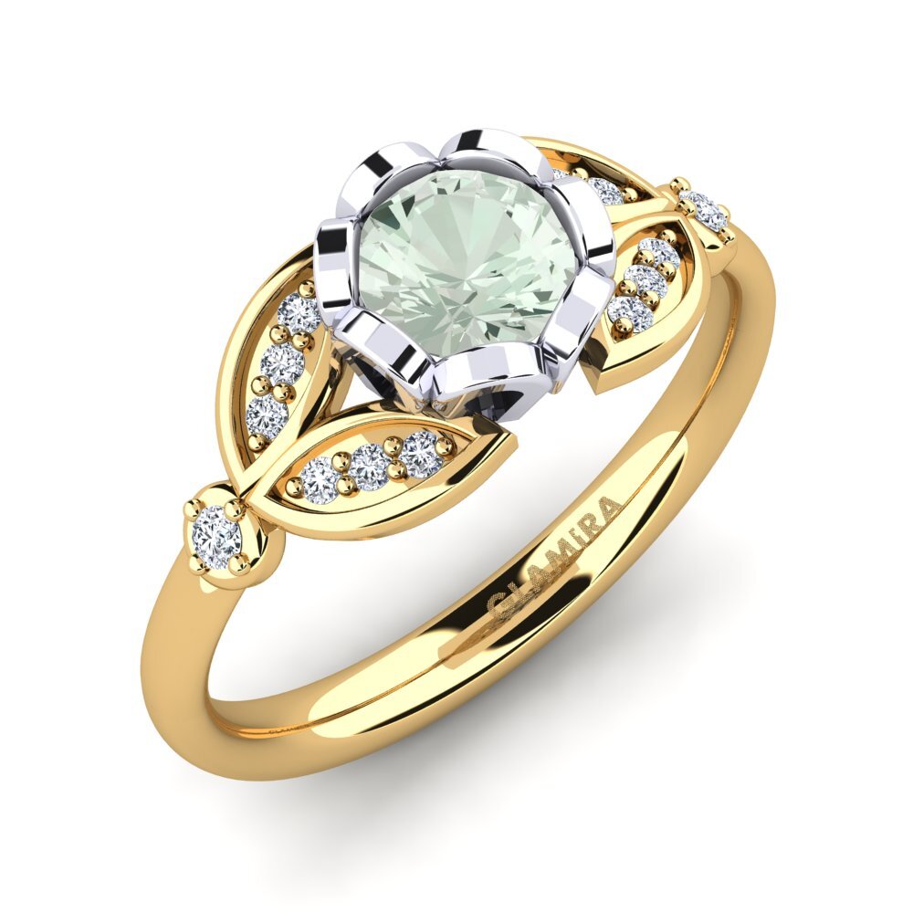 18ct Yellow & White Gold Green Amethyst Ring Danika