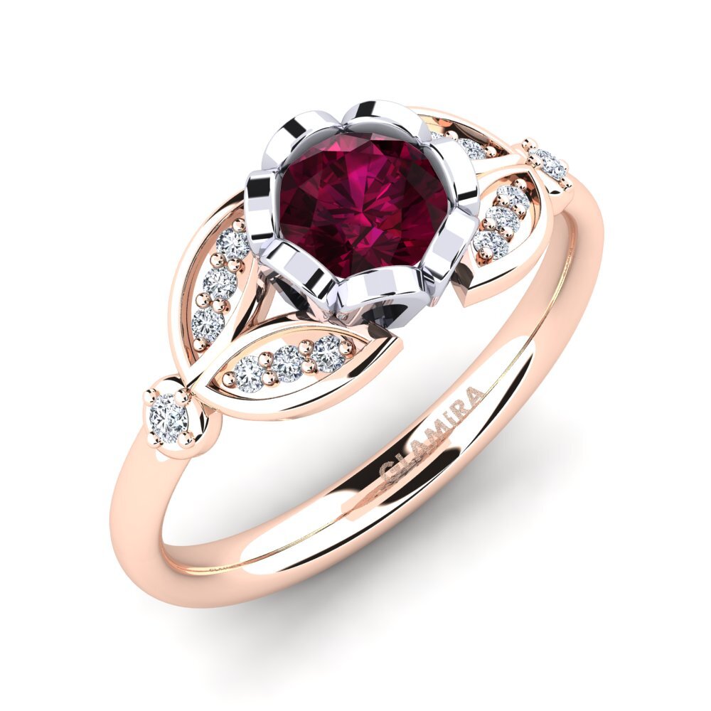 9ct Rose & White Gold Rhodolite Garnet Ring Danika