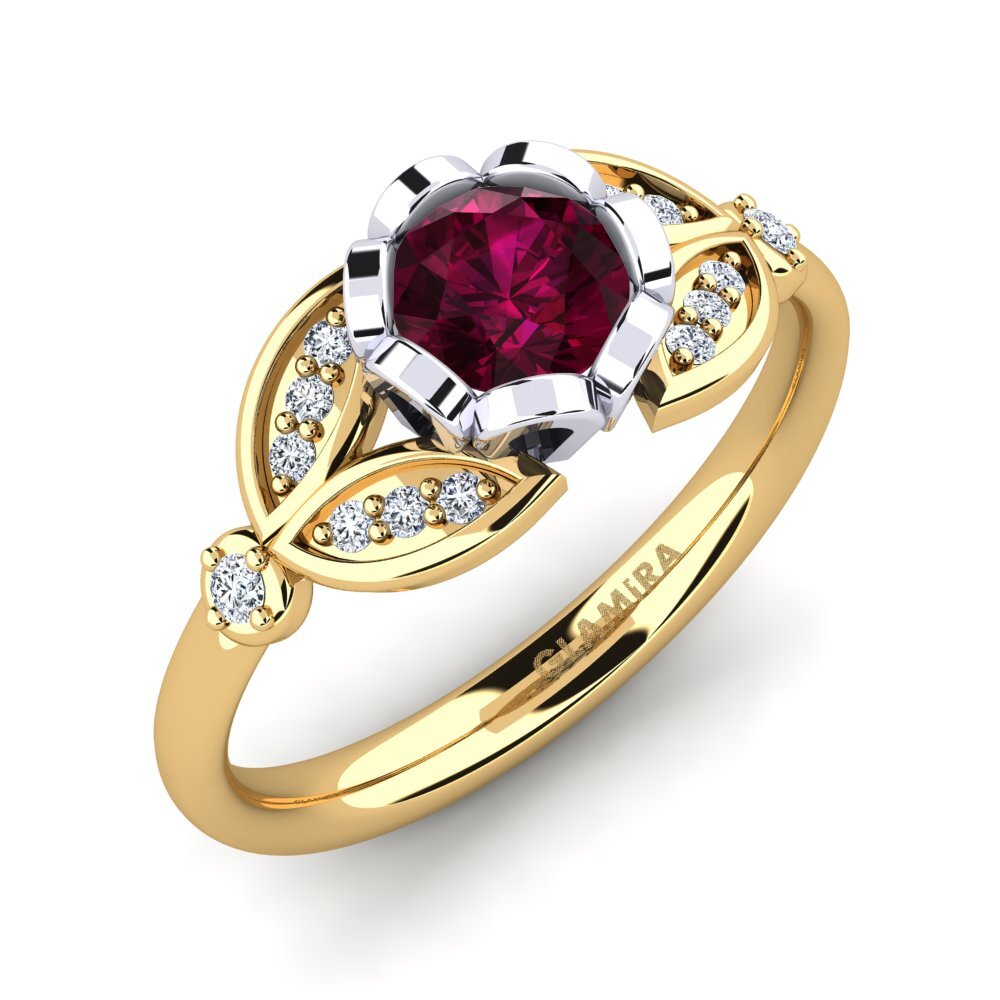 9ct Yellow & White Gold Rhodolite Garnet Ring Danika