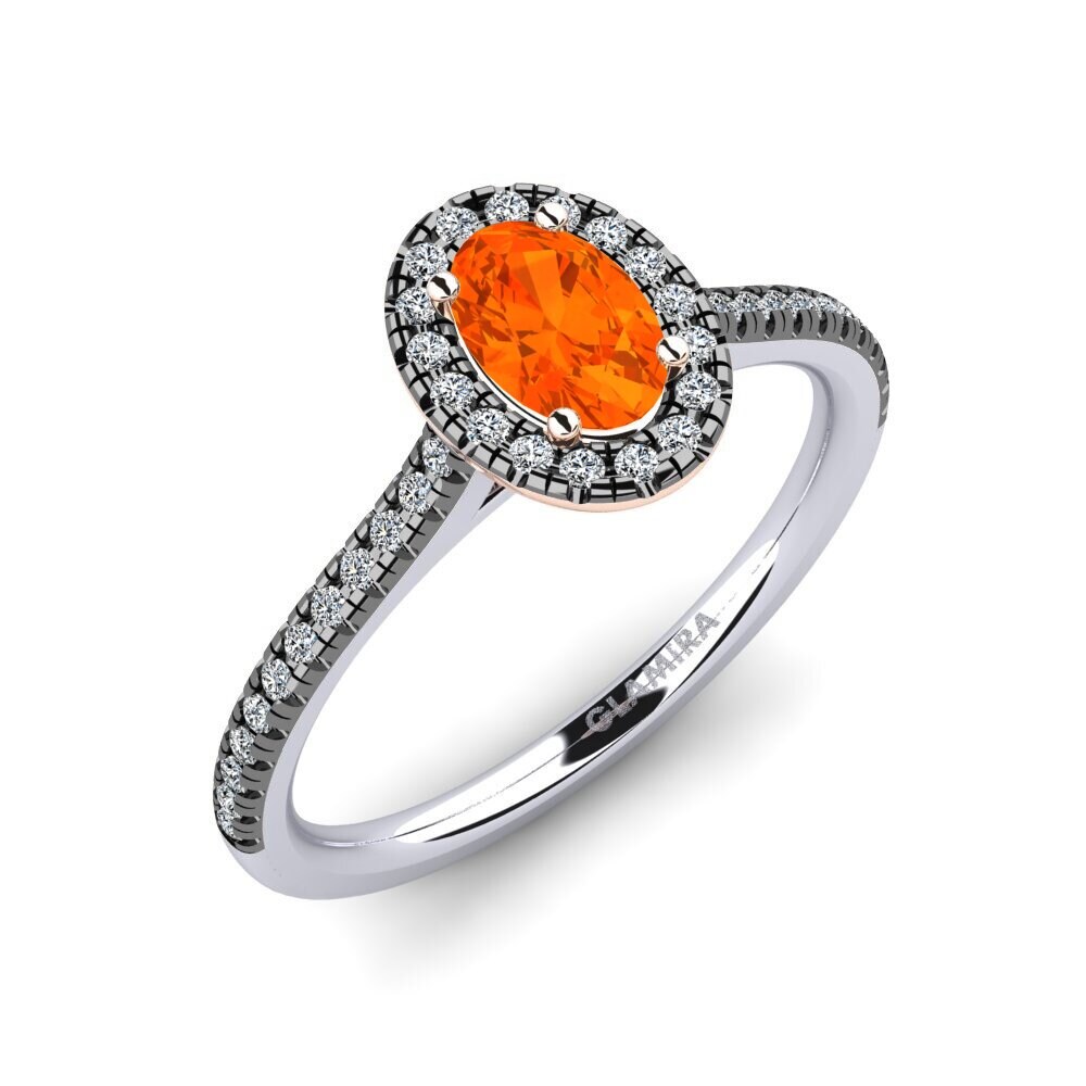 14ct White & Rose Gold Fire Opal Engagement Ring Dannielle 0.36 crt