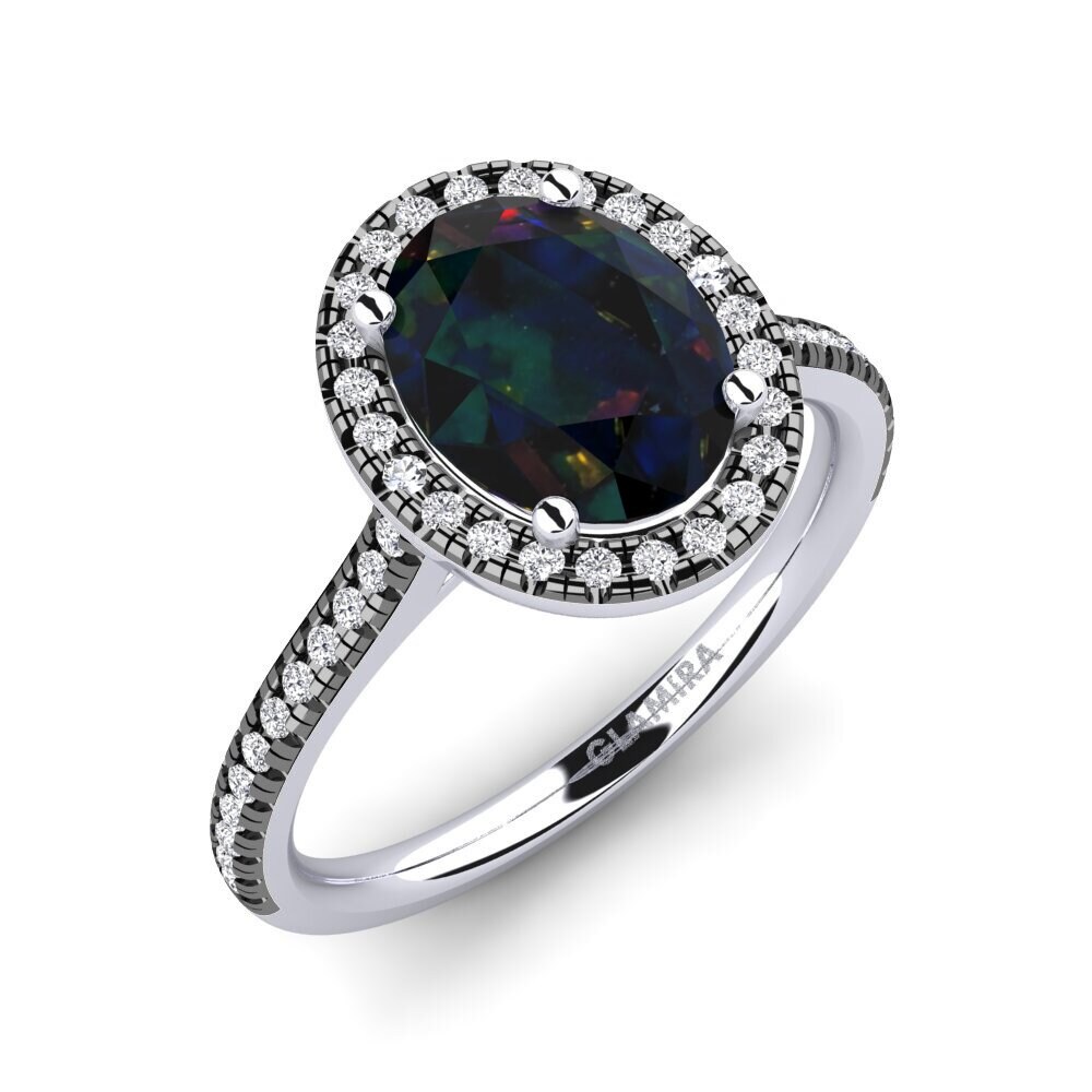 950 Platinum Black Opal Engagement Ring Dannielle 1.62 crt