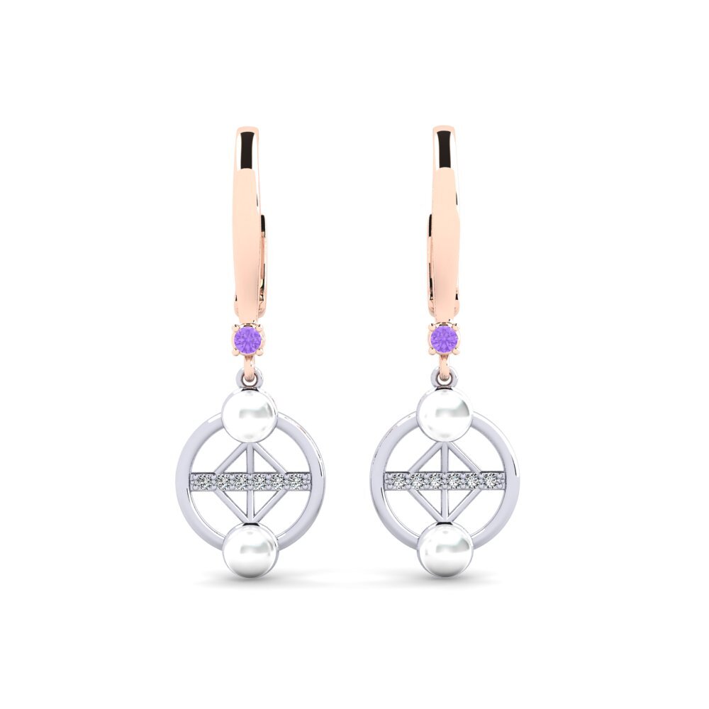 9ct Rose & White Gold Amethyst Women's Earring Danrilobas