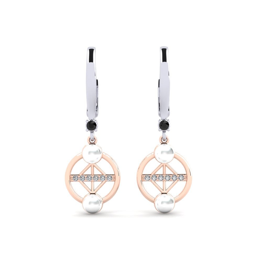 14ct White & Rose Gold Black Onyx Women's Earring Danrilobas