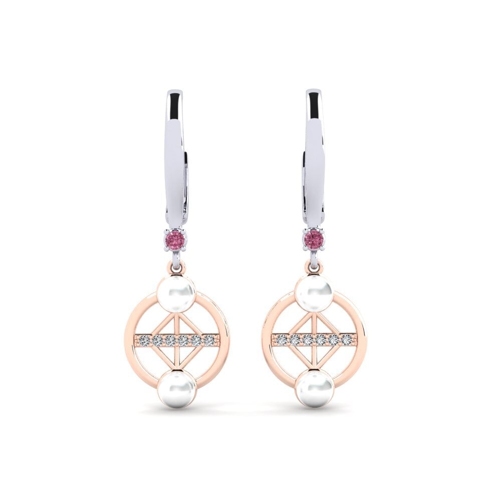 18ct White & Rose Gold Rhodolite Garnet Women's Earring Danrilobas