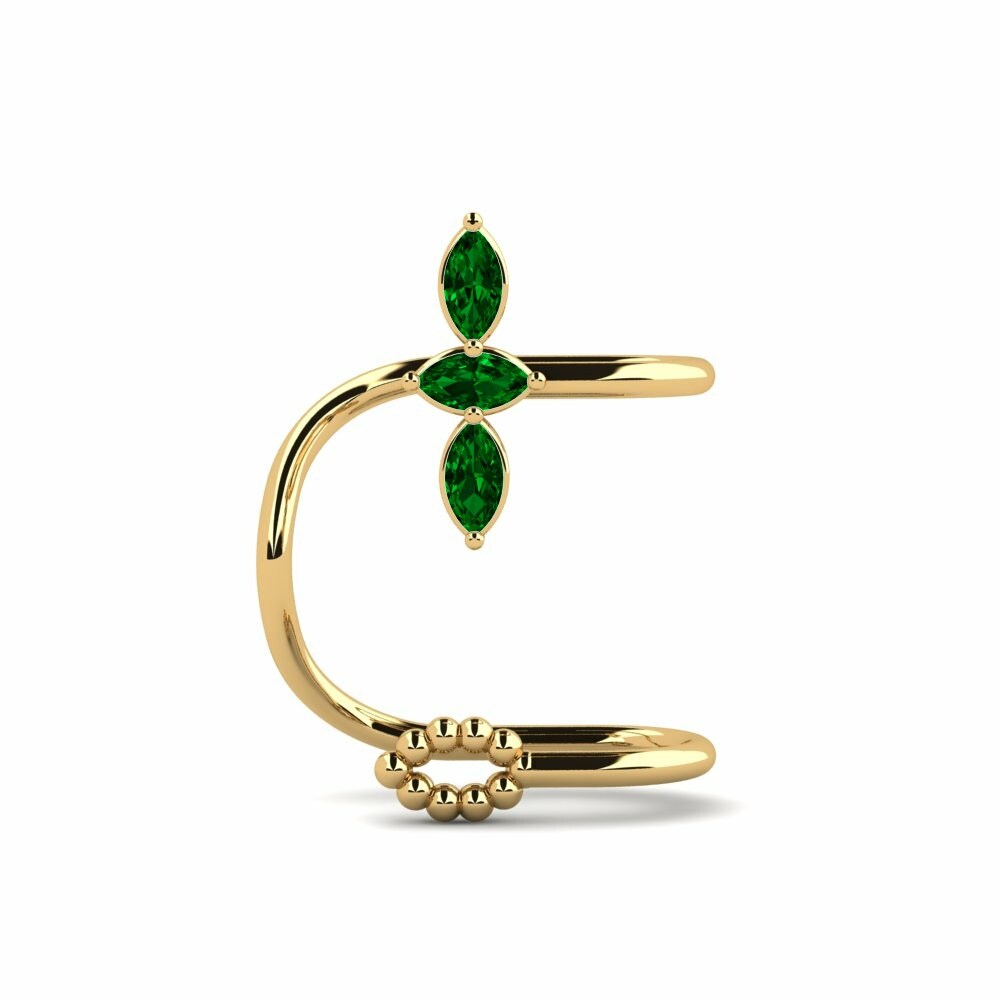 Brazalete de oreja Ear Cuffs Pendientes Dansereaud Oro Amarillo 375 Swarovski Verde