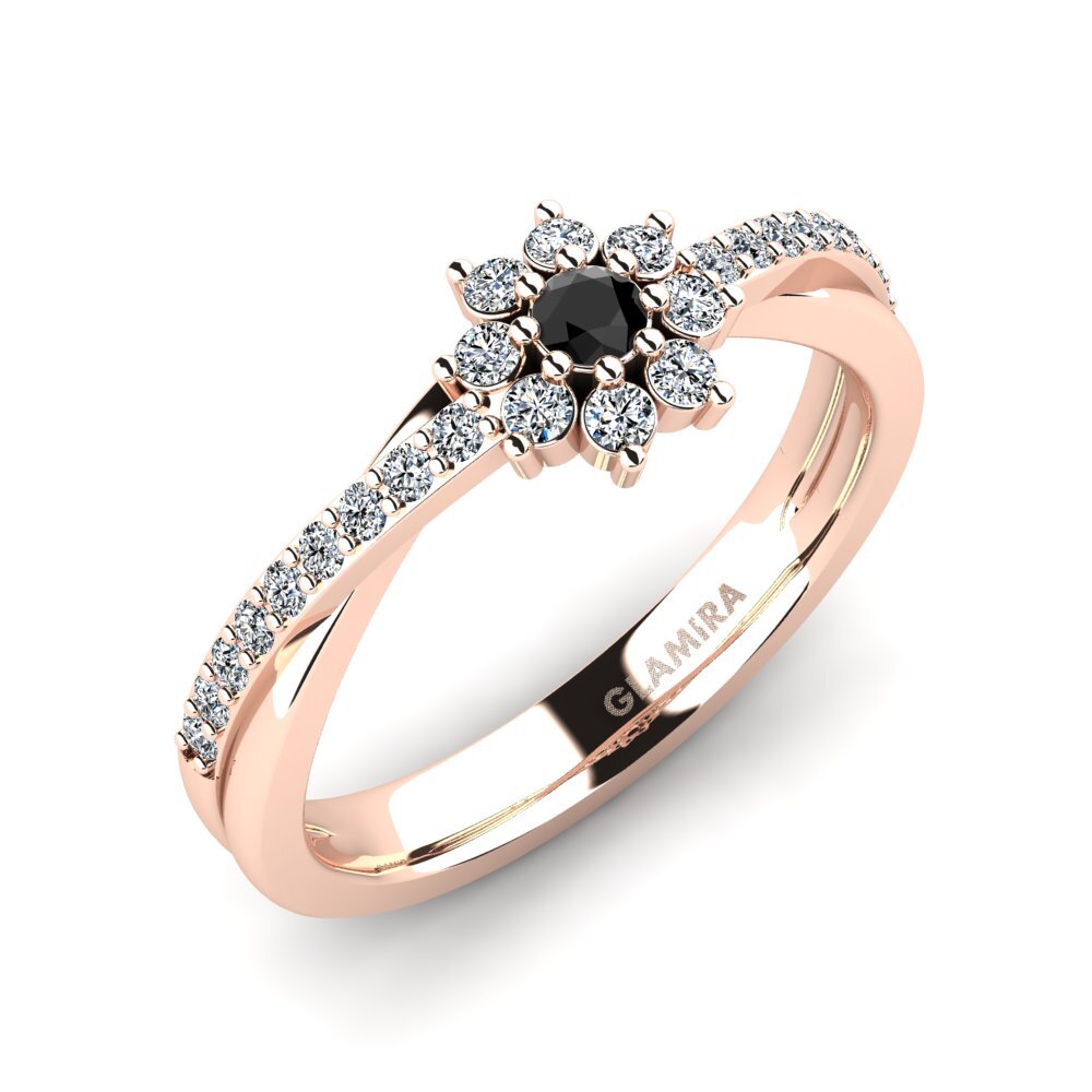 Oro Rosso 585 Diamante Nero Anello da donna Dansome