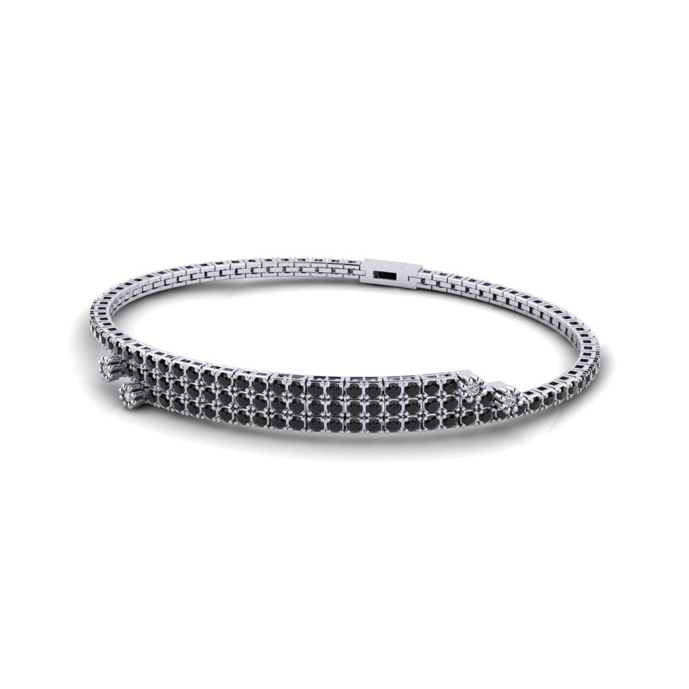 Weißgold 585 Schwarzer Saphir Damen armband Danube