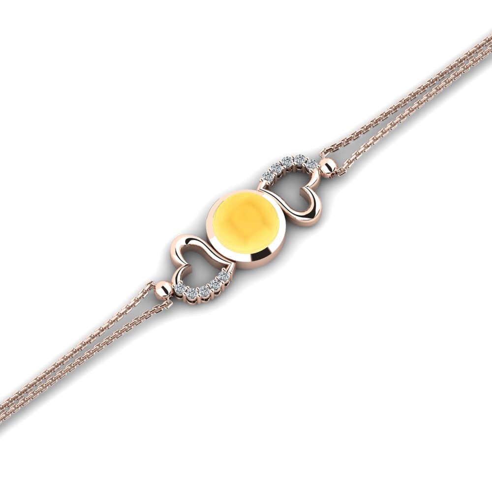9k Oro Rosa Citrino Cabujón Pulsera de Mujer Danyell