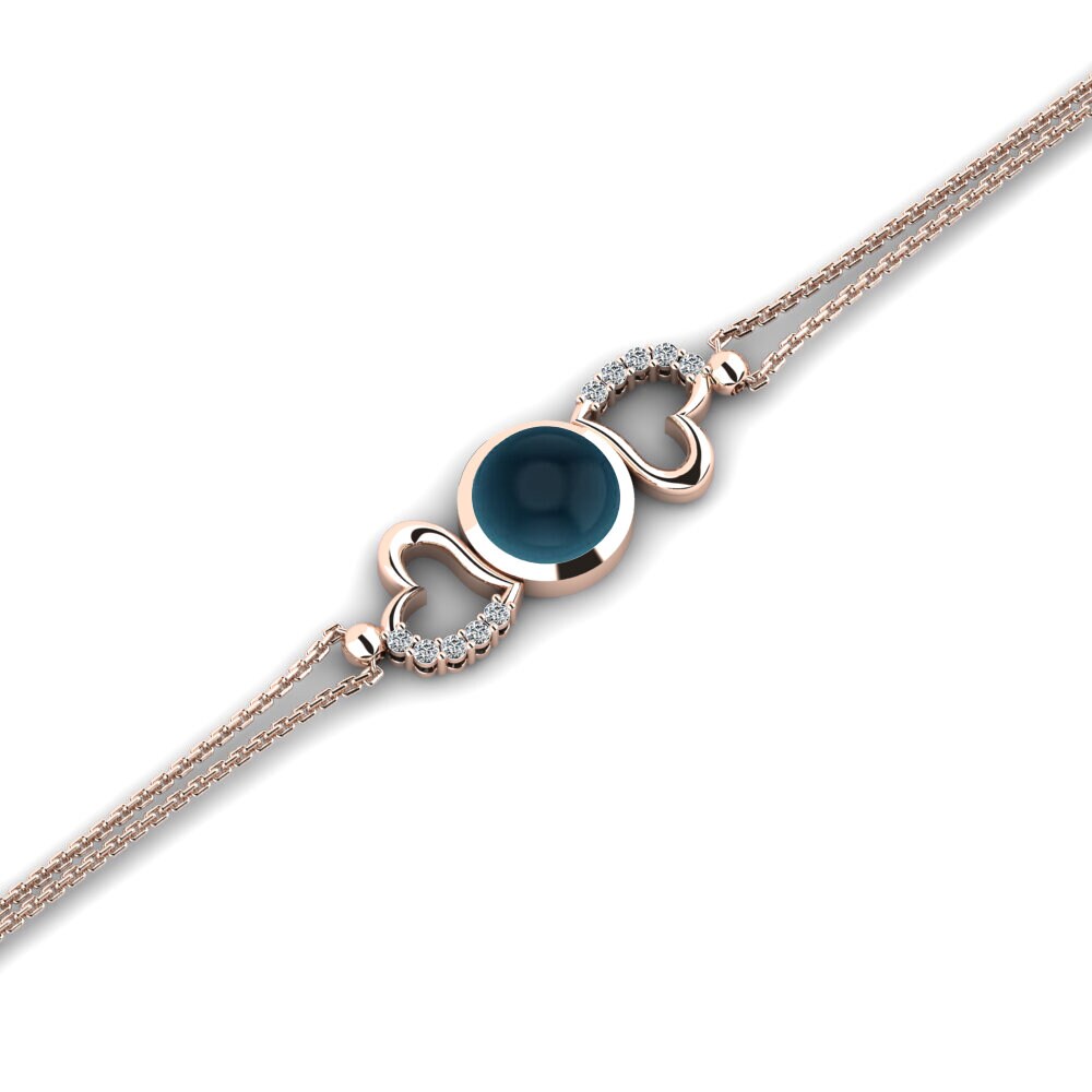 14k Rose Gold Cabochon London Blue Topaz Women's Bracelet Danyell