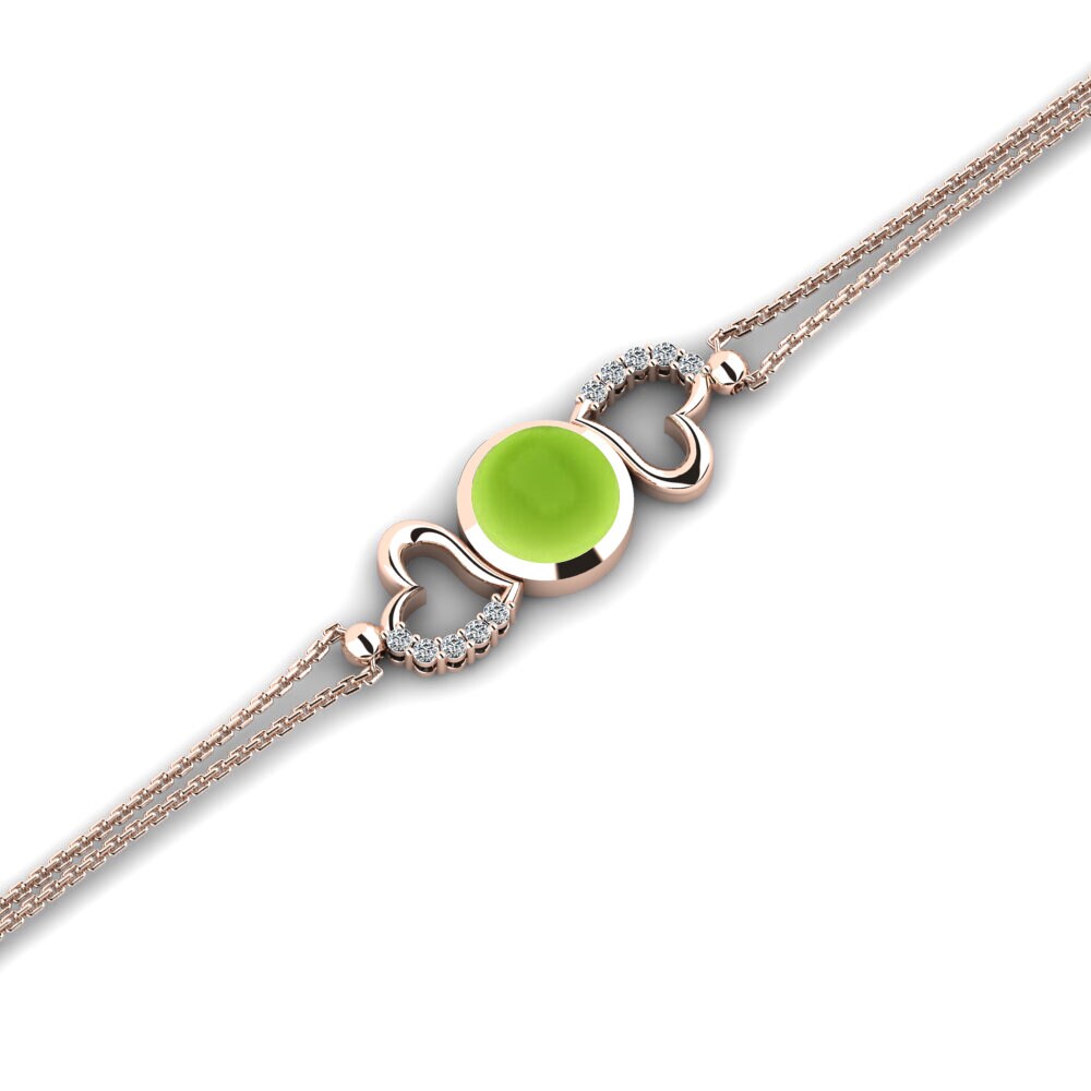 9k Oro Rosa Peridoto Cabujón Pulsera de Mujer Danyell