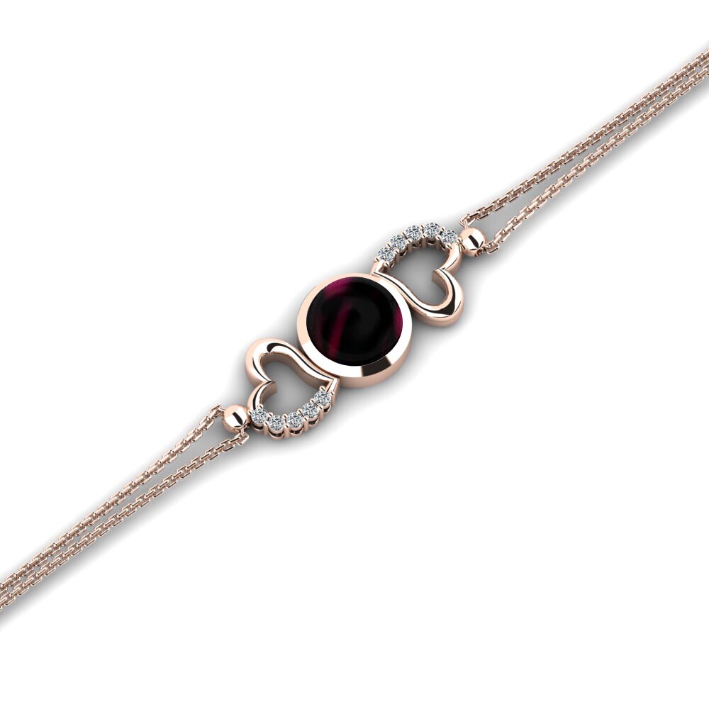 9k Oro Rosa Granate Rhodolite Cabujón Pulsera de Mujer Danyell