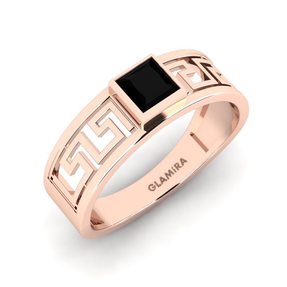 Oro Rosso 750 Zaffiro Nero Anello da uomo Daphine