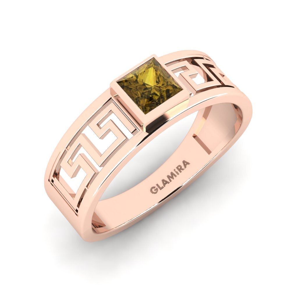 9ct Rose Gold Brown Zircon Men's Ring Daphine