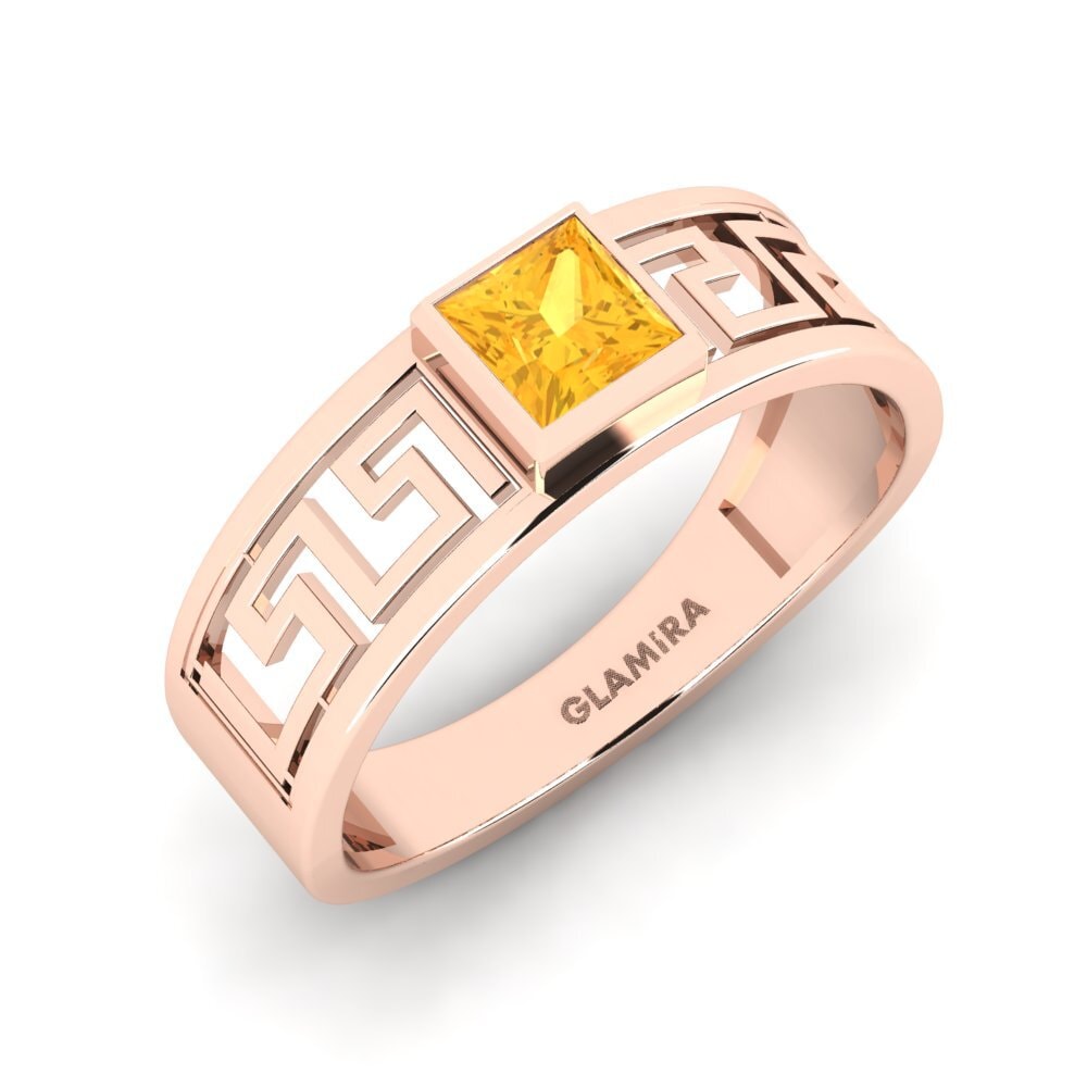 Oro Rosso 585 Citrino Anello da uomo Daphine