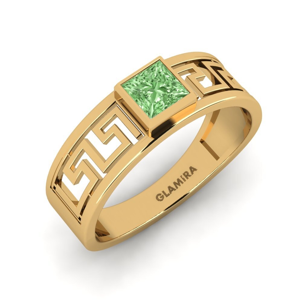 Oro Giallo 375 Diamante Verde Anello da uomo Daphine