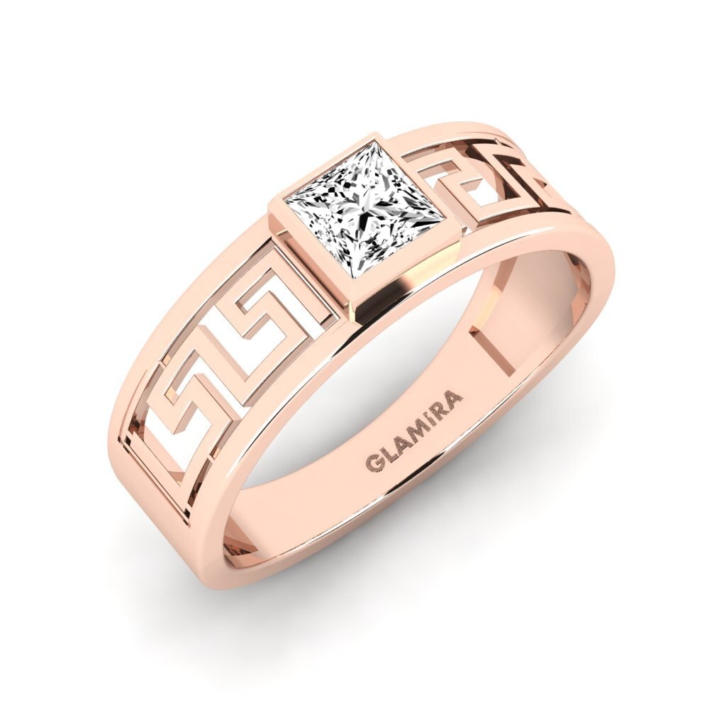 Oro Rosso 585 Moissanite Anello da uomo Daphine