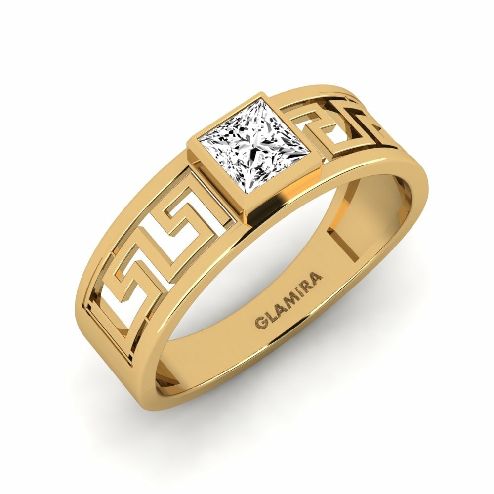 Oro Giallo 585 Moissanite Anello da uomo Daphine