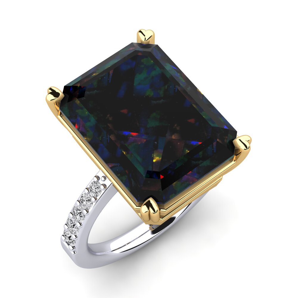 14k Oro Blanco & Amarillo Anillo Darcie