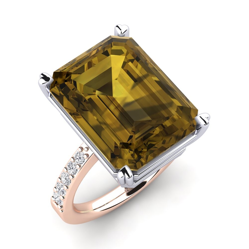 14ct Rose & White Gold Brown Zircon Ring Darcie