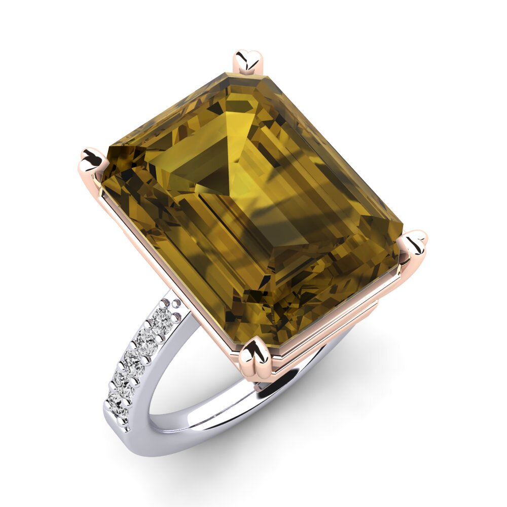 18k Oro Blanco & Rosa Anillo Darcie