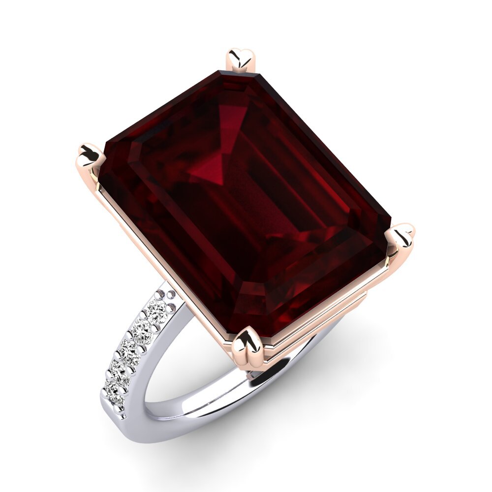 18k Oro Blanco & Rosa Granate Anillo Darcie
