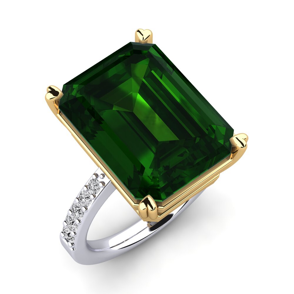 14k Oro Blanco & Amarillo Anillo Darcie