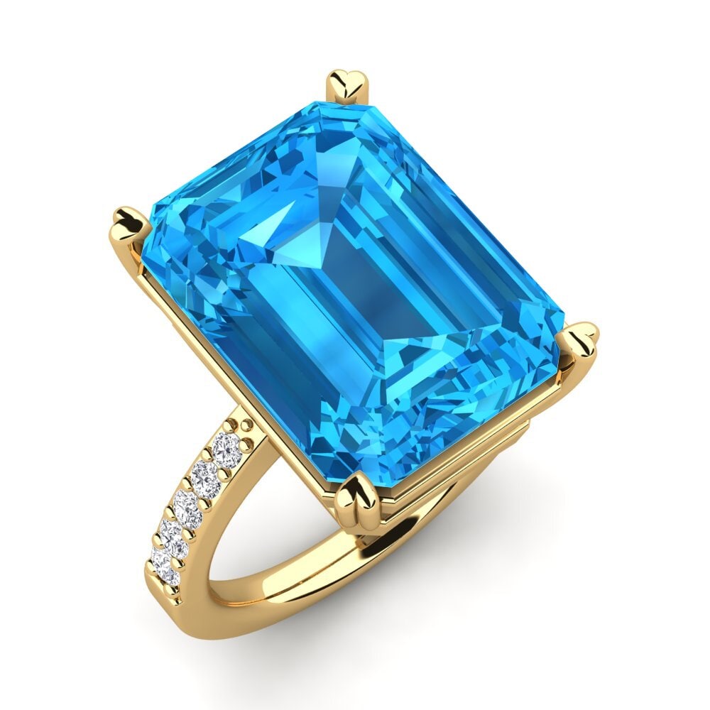 9ct Yellow Gold Blue Topaz Ring Darcie