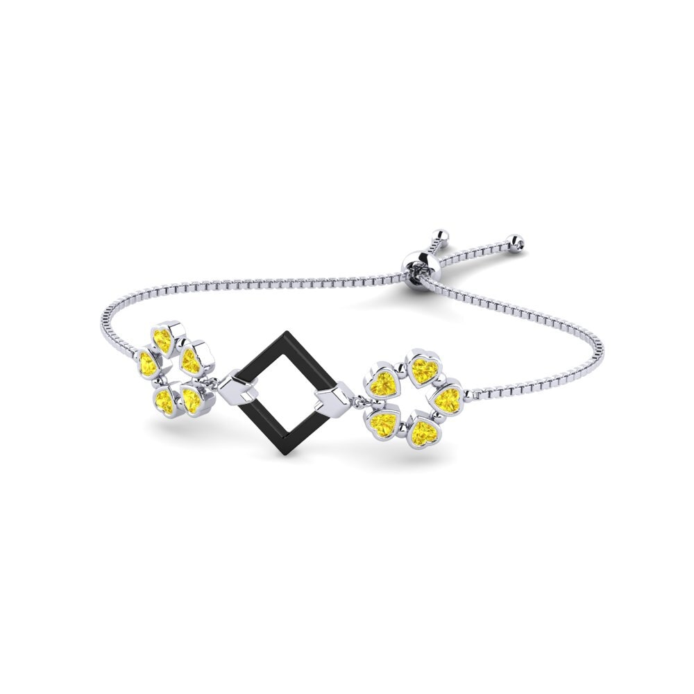 9k Oro blanco Zafiro amarillo Pulsera de Mujer Darell