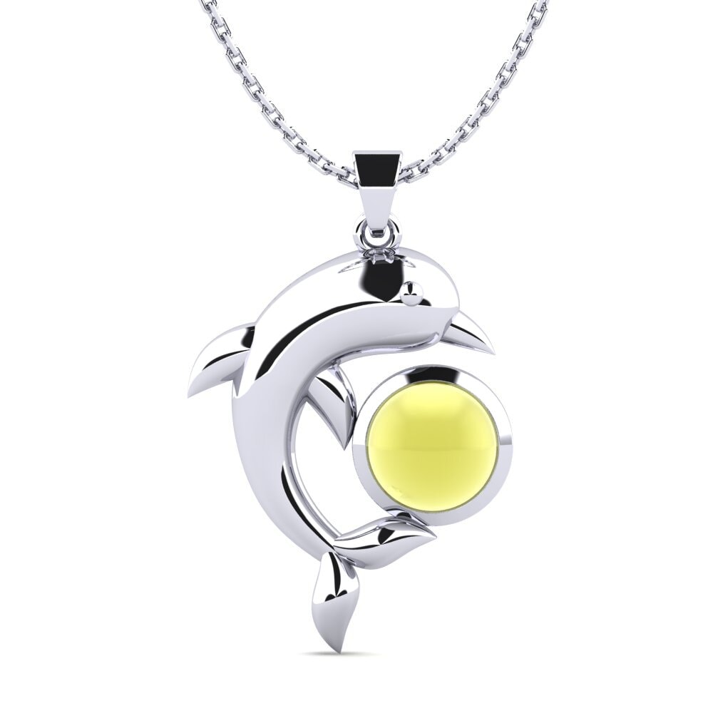 Plata 925 Topacio Limón Cabujón Colgante de Mujer Darianna