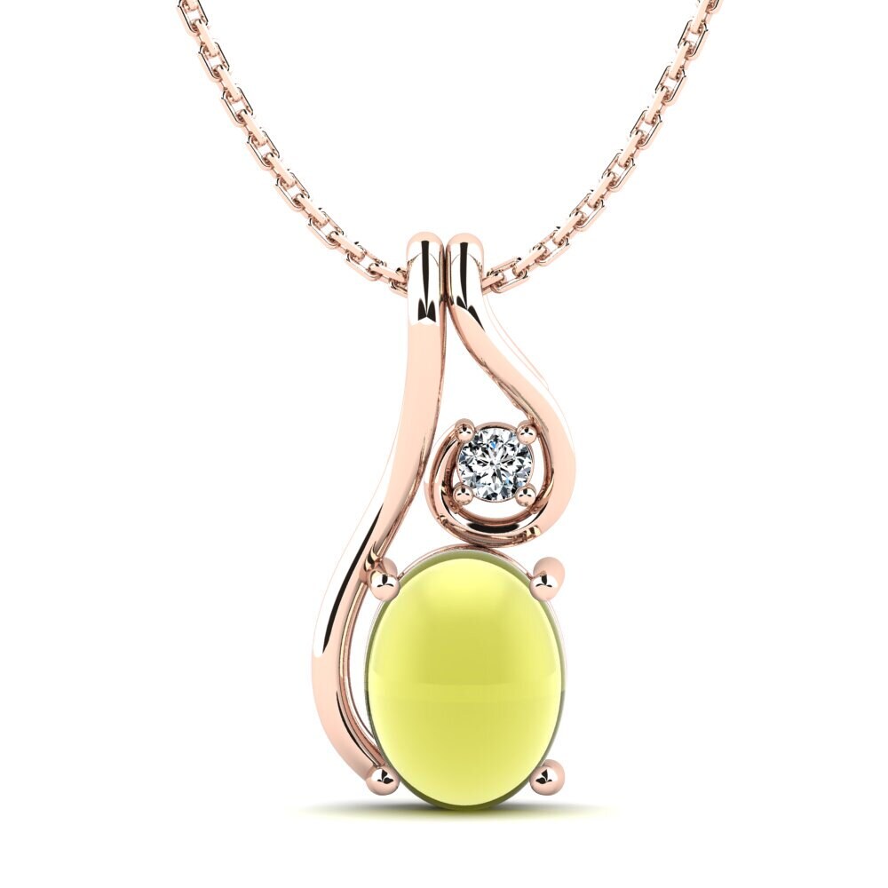 14k Oro Rosa Topacio Limón Cabujón Colgante de Mujer Dariele