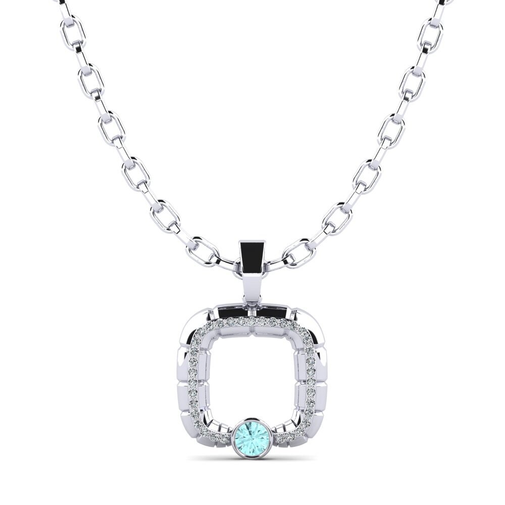14ct White Gold Aquamarine Men's Pendant Darkrai