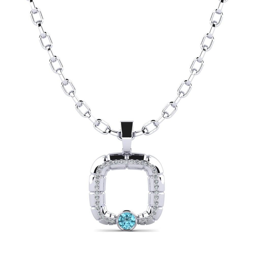 14ct White Gold Blue Zircon Men's Pendant Darkrai
