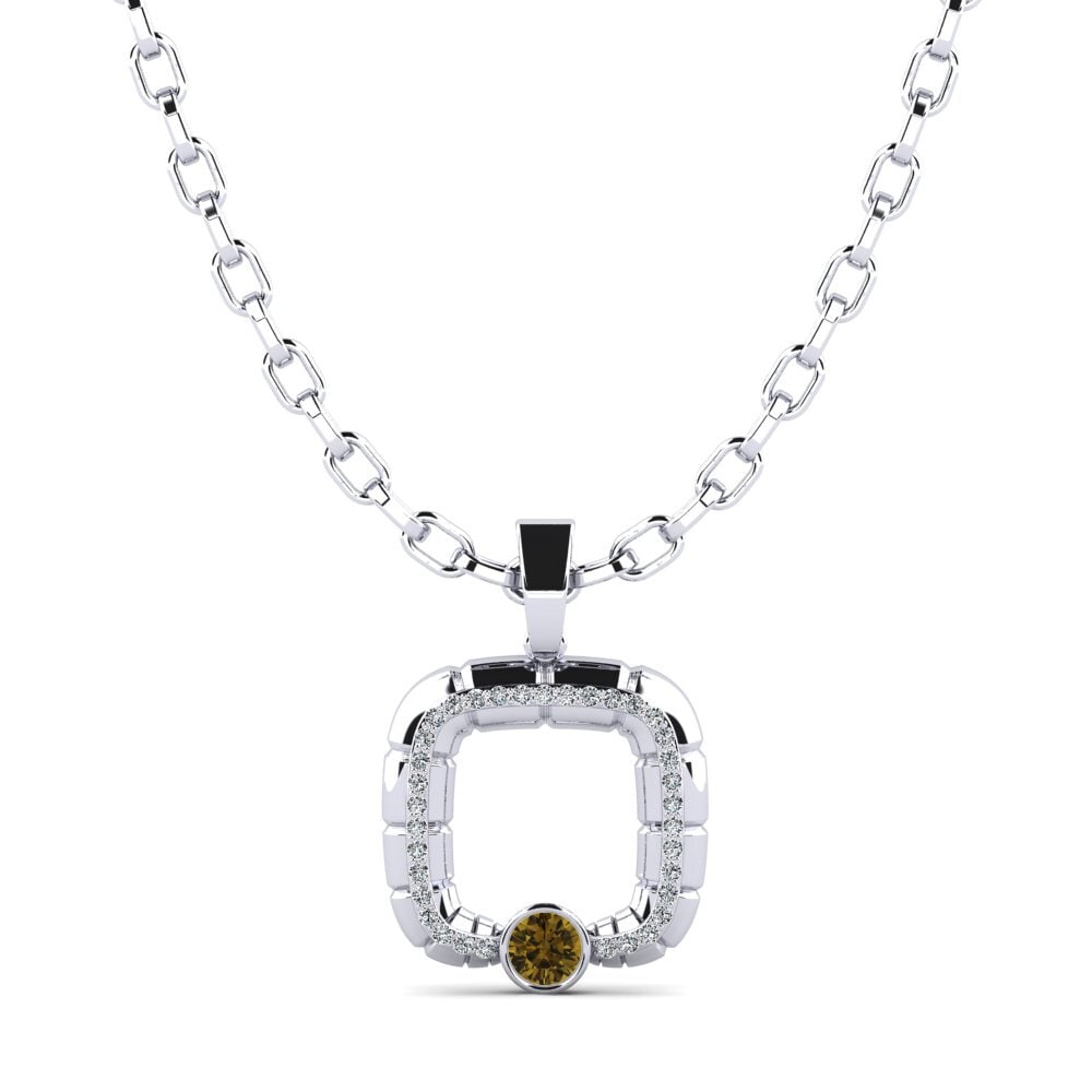 14ct White Gold Brown Zircon Men's Pendant Darkrai