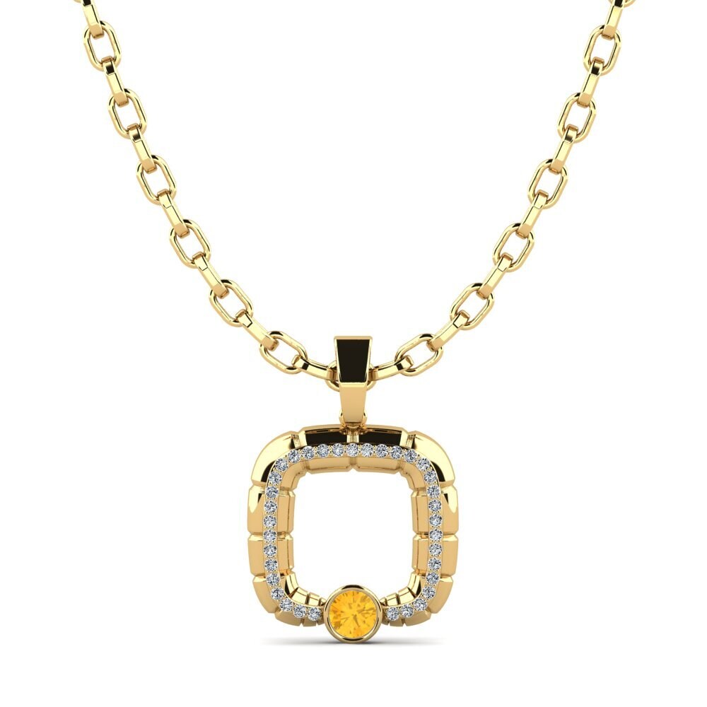 14ct Yellow Gold Citrine Men's Pendant Darkrai